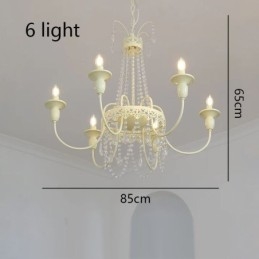 Lampadario in cristallo nordico, vernice artigianale, luce da soffitto color crema