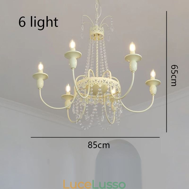 Lampadario in cristallo nordico, vernice artigianale, luce da soffitto color crema
