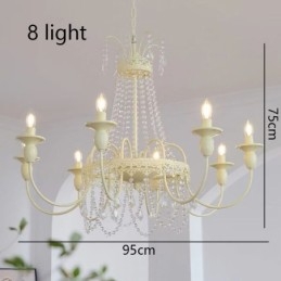 Lampadario in cristallo nordico, vernice artigianale, luce da soffitto color crema