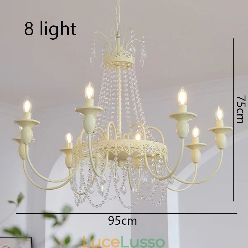 Lampadario in cristallo nordico, vernice artigianale, luce da soffitto color crema
