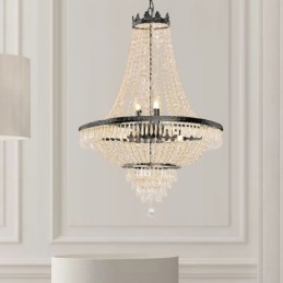 Lampadario di cristallo classico stile impero nero lampada a sospensione 9 luci