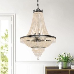 Lampadario di cristallo classico stile impero nero lampada a sospensione 9 luci