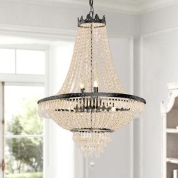 Lampadario di cristallo classico stile impero nero lampada a sospensione 9 luci