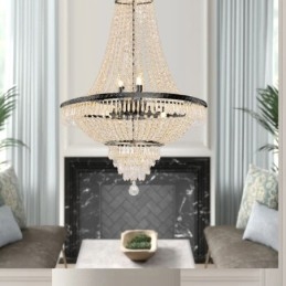 Lampadario di cristallo classico stile impero nero lampada a sospensione 9 luci