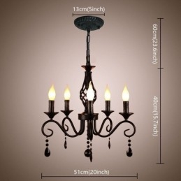Lampadario rustico in ferro battuto 5 luci