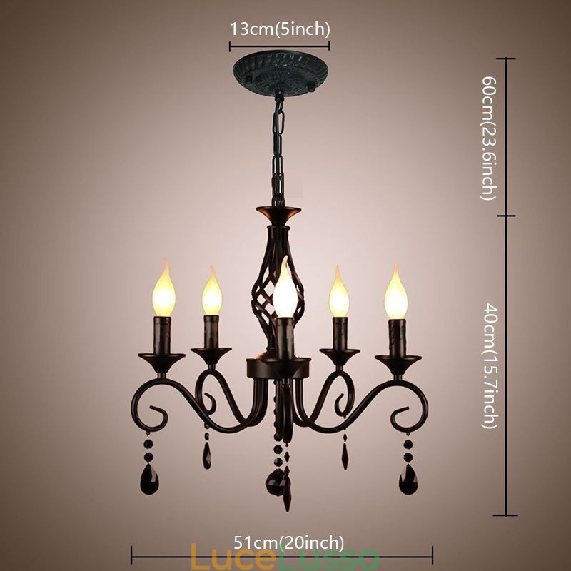 Lampadario rustico in ferro battuto 5 luci