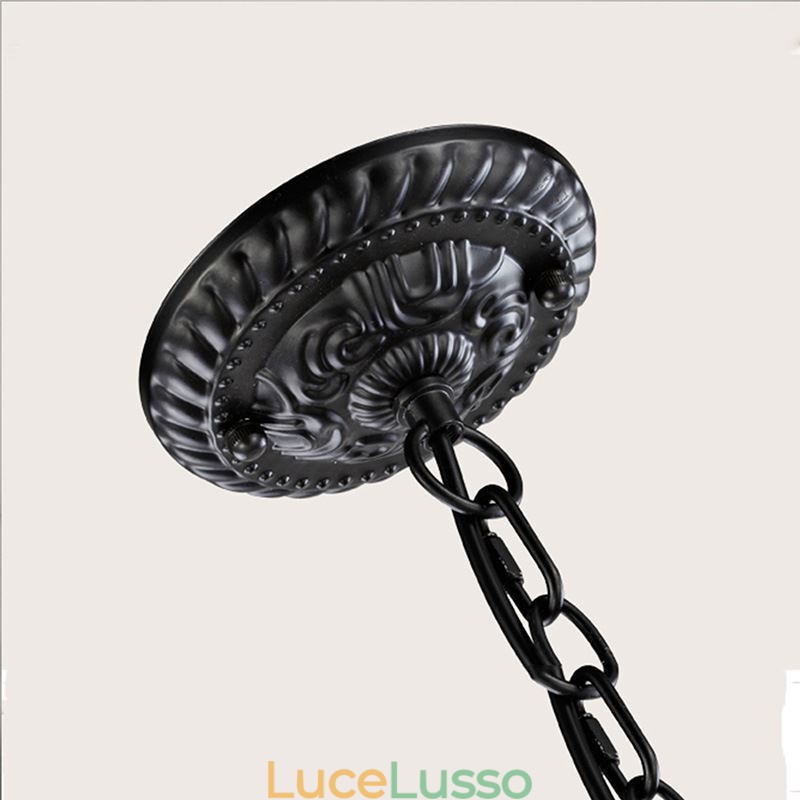 Lampadario rustico in ferro battuto 5 luci