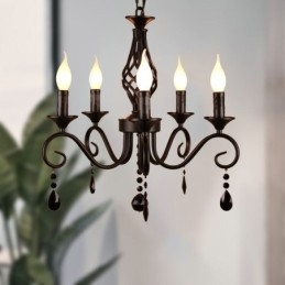 Lampadario rustico in ferro battuto 5 luci