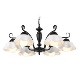 Lampadario a sospensione in ferro nordico con paralume in vetro a forma di fiore