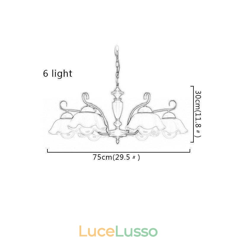 Lampadario a sospensione in ferro nordico con paralume in vetro a forma di fiore