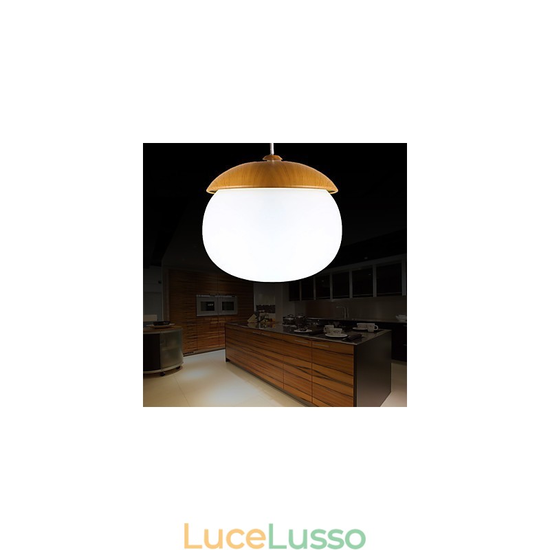 Lampadario in legno e bambù in stile moderno e contemporaneo