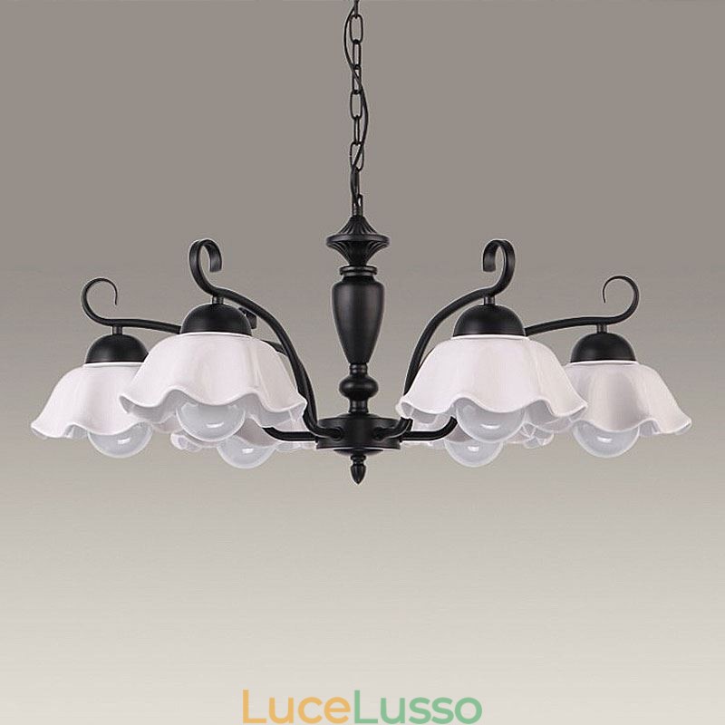 Lampadario a sospensione in ferro nordico con paralume in vetro a forma di fiore