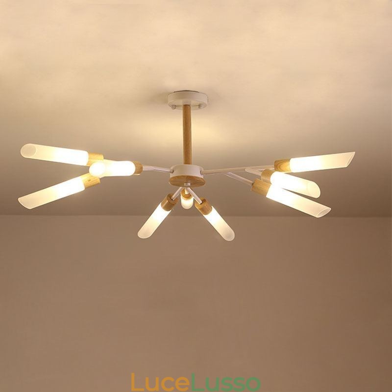 Lampada a sospensione nordica moderna in legno massello