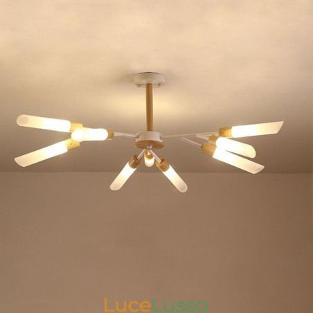 Lampada a sospensione nordica moderna in legno massello Lampada a sospensione nordica moderna in legno massello