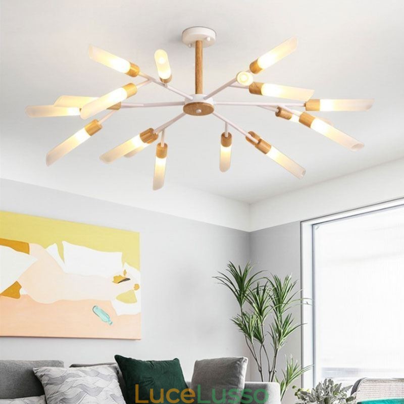 Lampada a sospensione nordica moderna in legno massello