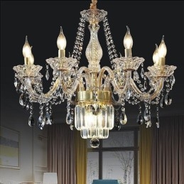 Grande lampadario di cristallo, lampada a sospensione classica europea