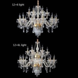 Grande lampadario di cristallo, lampada a sospensione classica europea