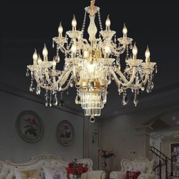 Grande lampadario di cristallo, lampada a sospensione classica europea