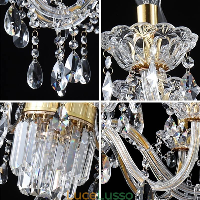Grande lampadario di cristallo, lampada a sospensione classica europea
