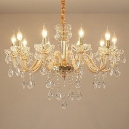 Elegante lampadario di cristallo in stile europeo, lampada a sospensione in vetro
