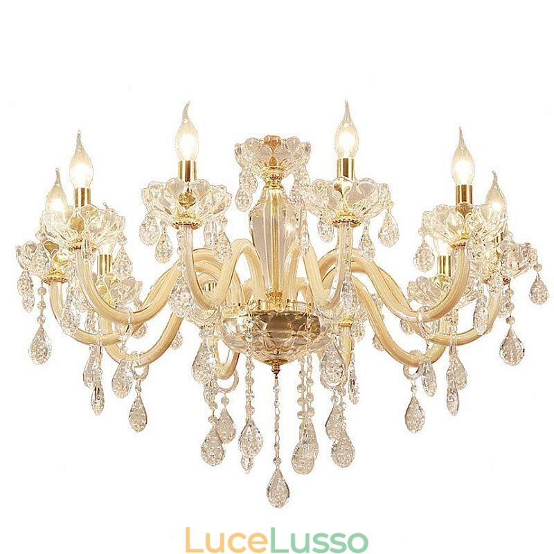 Elegante lampadario di cristallo in stile europeo, lampada a sospensione in vetro