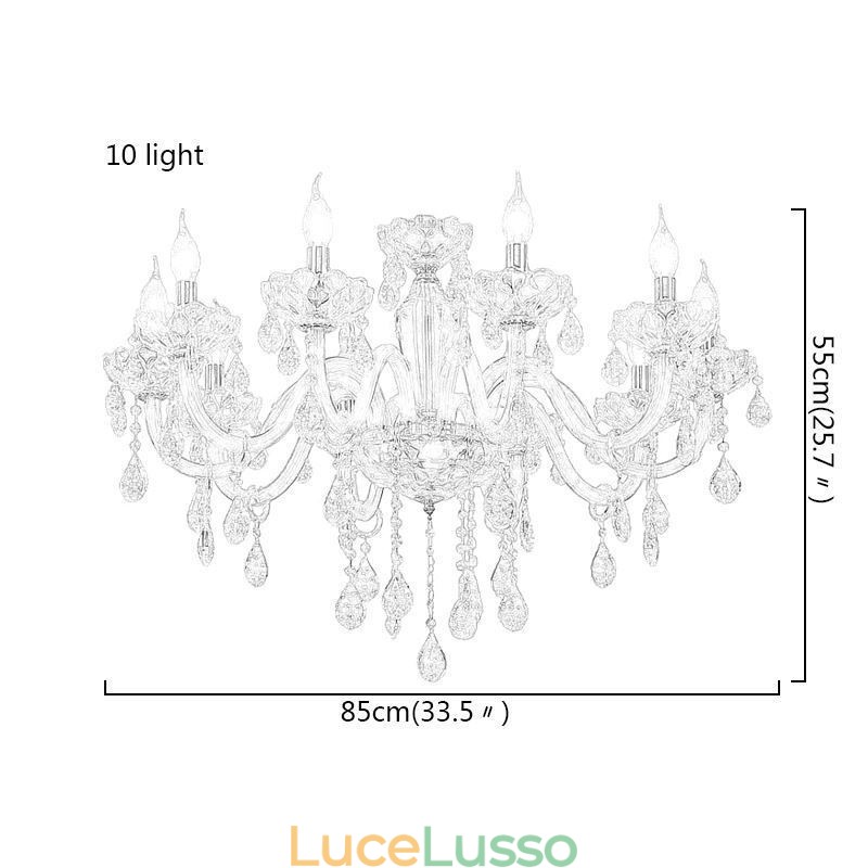 Elegante lampadario di cristallo in stile europeo, lampada a sospensione in vetro