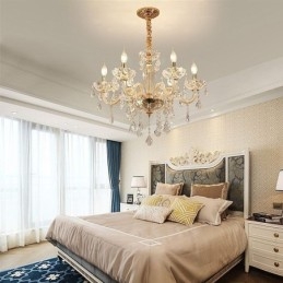 Elegante lampadario di cristallo in stile europeo, lampada a sospensione in vetro