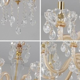 Elegante lampadario di cristallo in stile europeo, lampada a sospensione in vetro