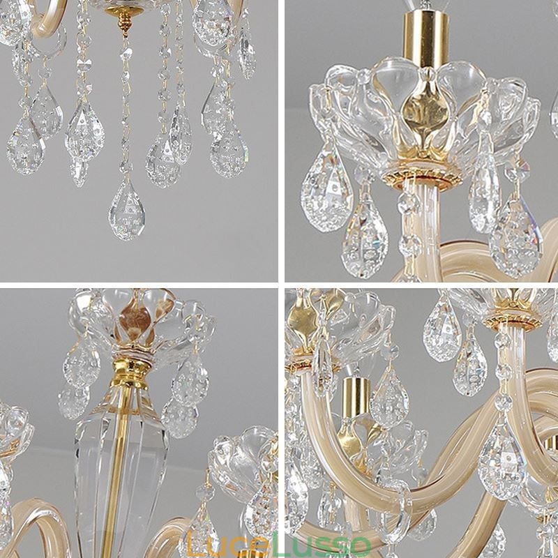 Elegante lampadario di cristallo in stile europeo, lampada a sospensione in vetro