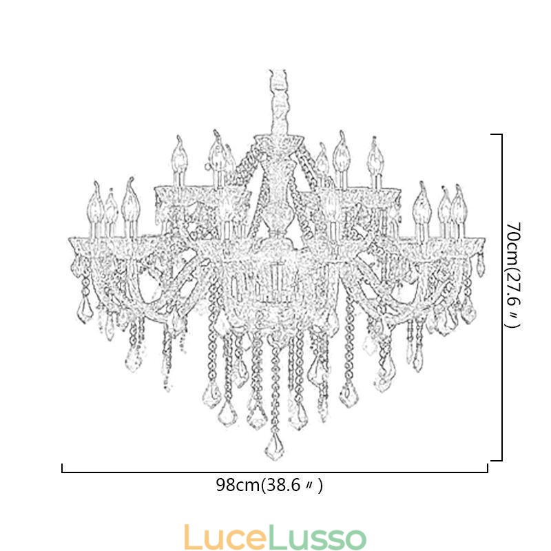 Lampadario di cristallo europeo di lusso con luce pendente blu