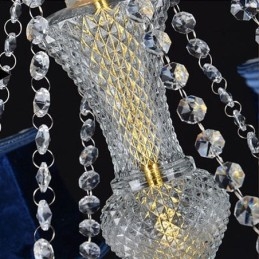 Lampadario di cristallo europeo di lusso con luce pendente blu