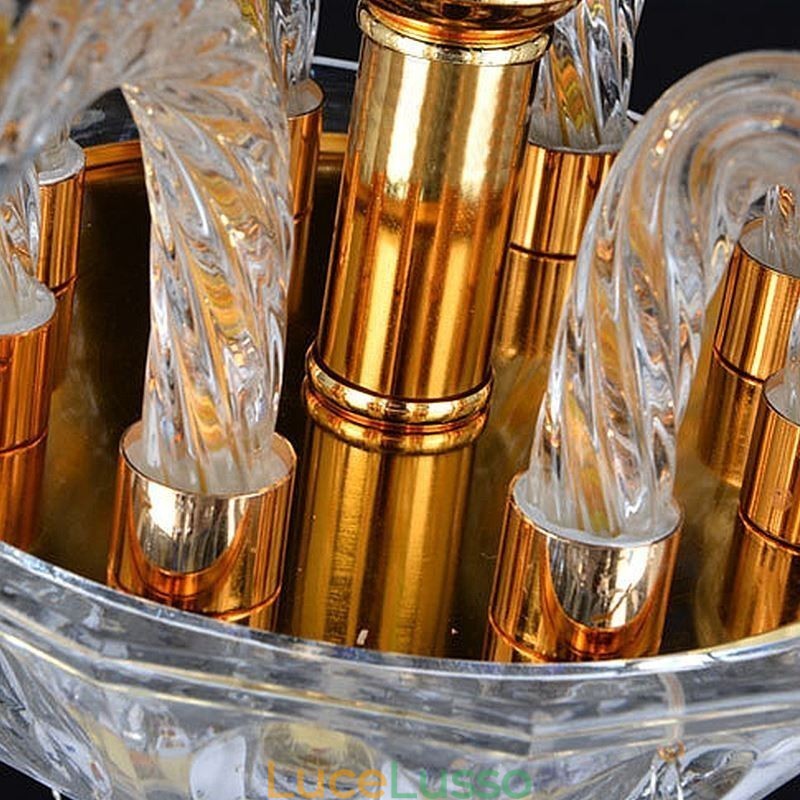 Lampadario di cristallo europeo di lusso con luce pendente blu