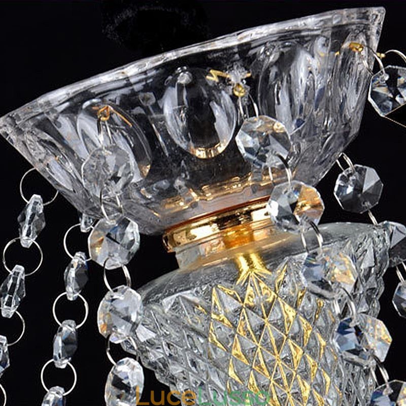 Lampadario di cristallo europeo di lusso con luce pendente blu