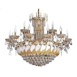 Grande lampadario di cristallo di lusso, plafoniera europea in oro