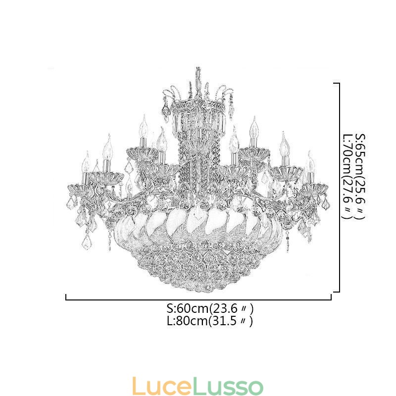 Grande lampadario di cristallo di lusso, plafoniera europea in oro