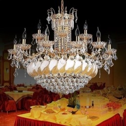 Grande lampadario di cristallo di lusso, plafoniera europea in oro