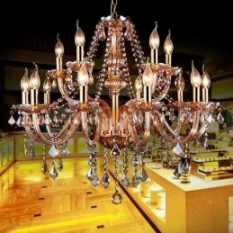 Lampadario di cristallo europeo elegante grande lampada a sospensione ambra