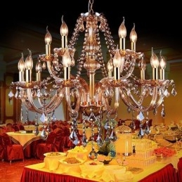 Lampadario di cristallo europeo elegante grande lampada a sospensione ambra