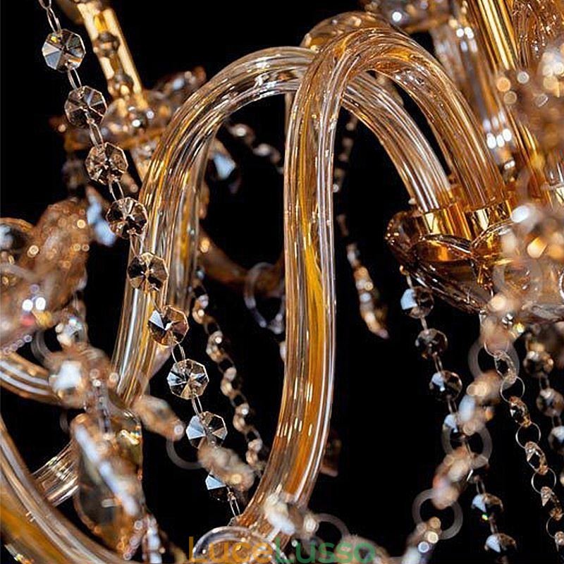 Lampadario di cristallo europeo elegante grande lampada a sospensione ambra