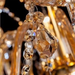 Lampadario di cristallo europeo elegante grande lampada a sospensione ambra