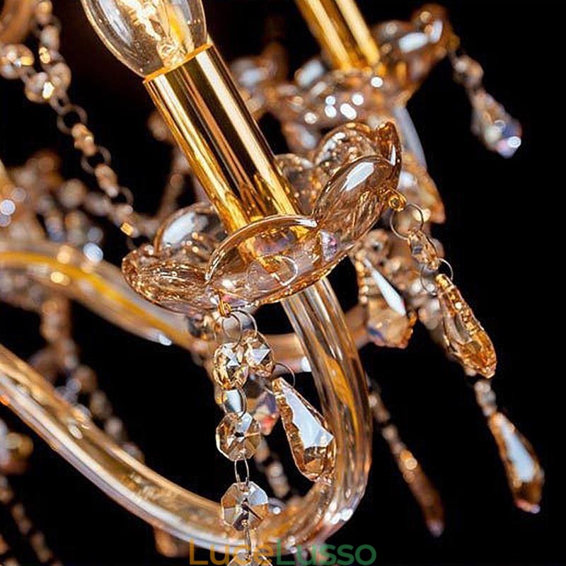Lampadario di cristallo europeo elegante grande lampada a sospensione ambra