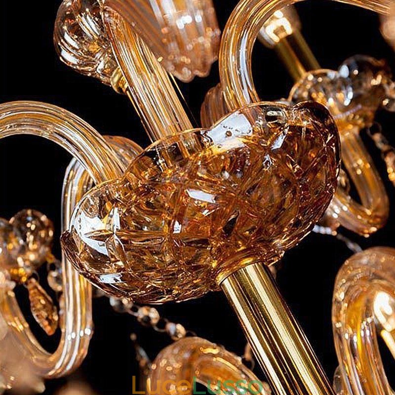 Lampadario di cristallo europeo elegante grande lampada a sospensione ambra