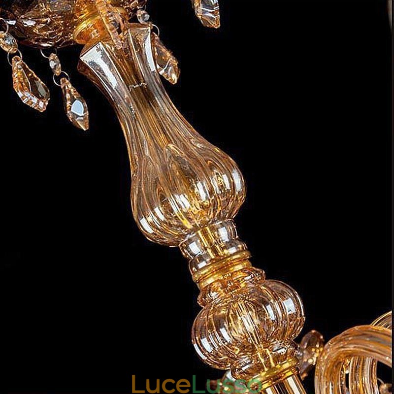 Lampadario di cristallo europeo elegante grande lampada a sospensione ambra