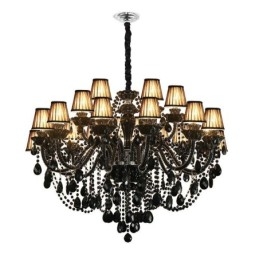 Lampadario di cristallo di lusso in stile europeo, luce pendente nera