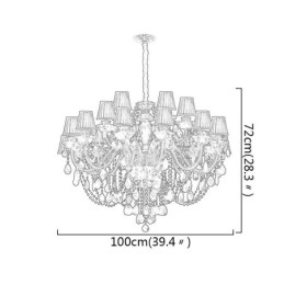Lampadario di cristallo di lusso in stile europeo, luce pendente nera