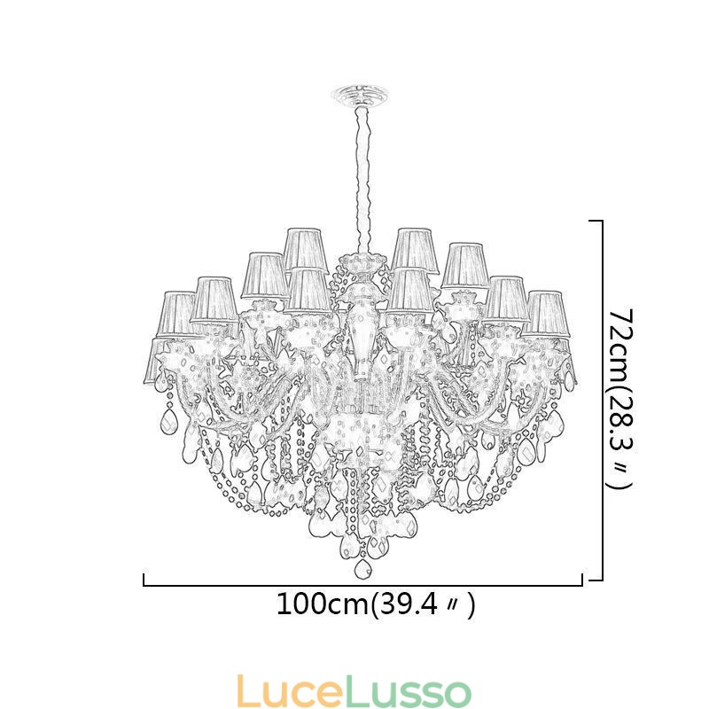 Lampadario di cristallo di lusso in stile europeo, luce pendente nera