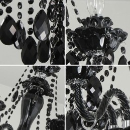 Lampadario di cristallo di lusso in stile europeo, luce pendente nera