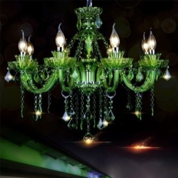Lampadario a forma di candela in cristallo verde in stile europeo