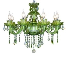 Lampadario a forma di candela in cristallo verde in stile europeo