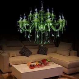 Lampadario a forma di candela in cristallo verde in stile europeo